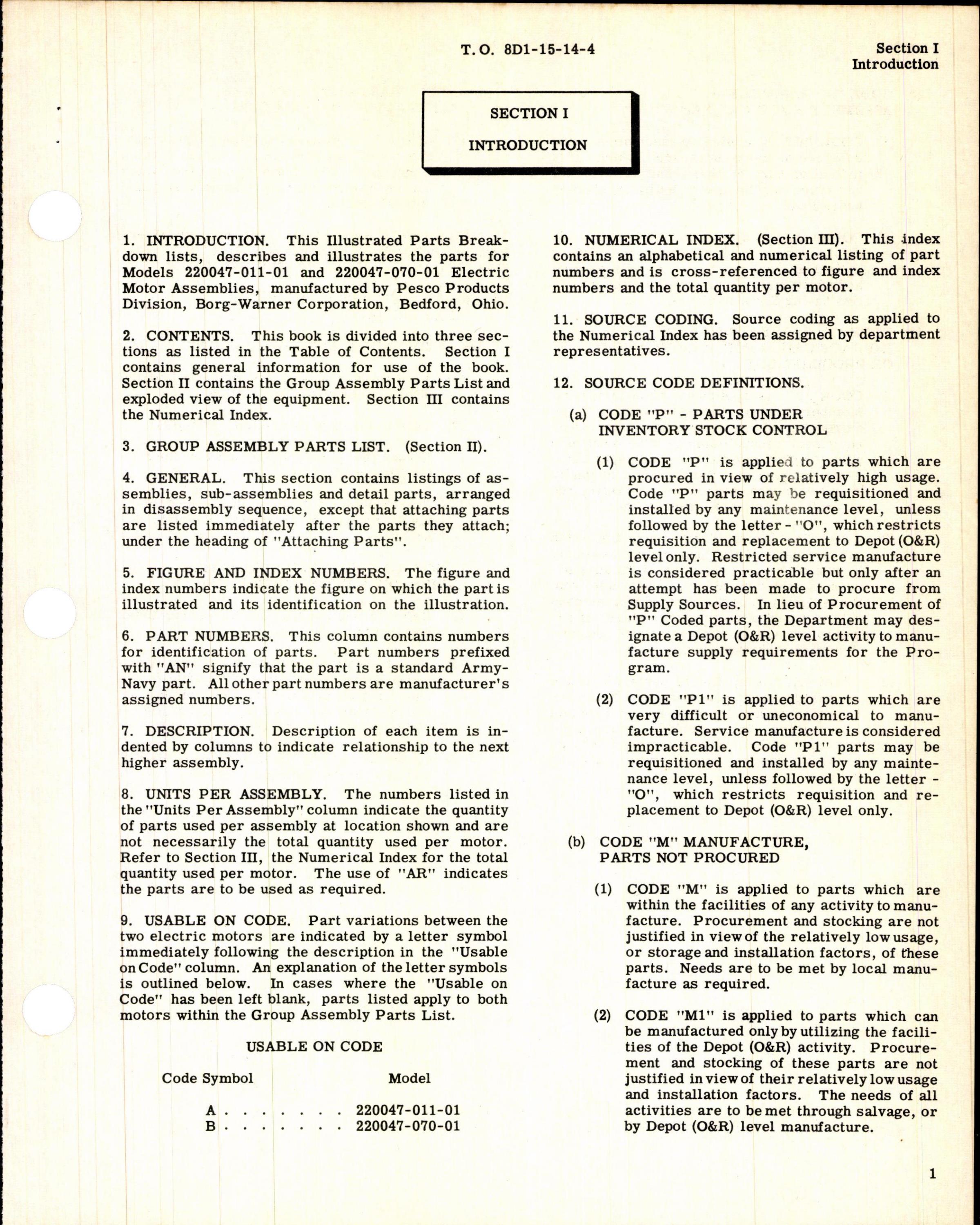 Sample page 5 from AirCorps Library document: Illustrated Parts Breakdown for Pesco Electric Motors