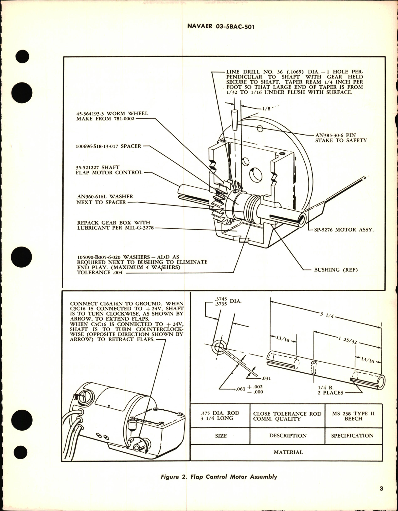 Sample page  3 from AirCorps Library document: Difference Data Between Flap Control Motor Assembly Dumore Electric Part No. SP-5276 & Beech Part No. 45-364193