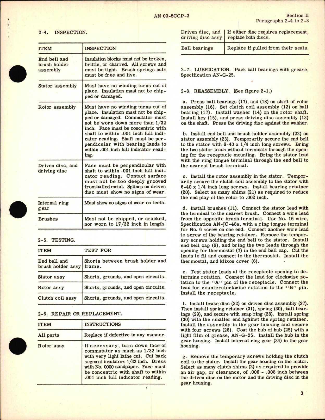 Sample page 5 from AirCorps Library document: Overhaul Instructions for Motor and Gear Housing Assembly 