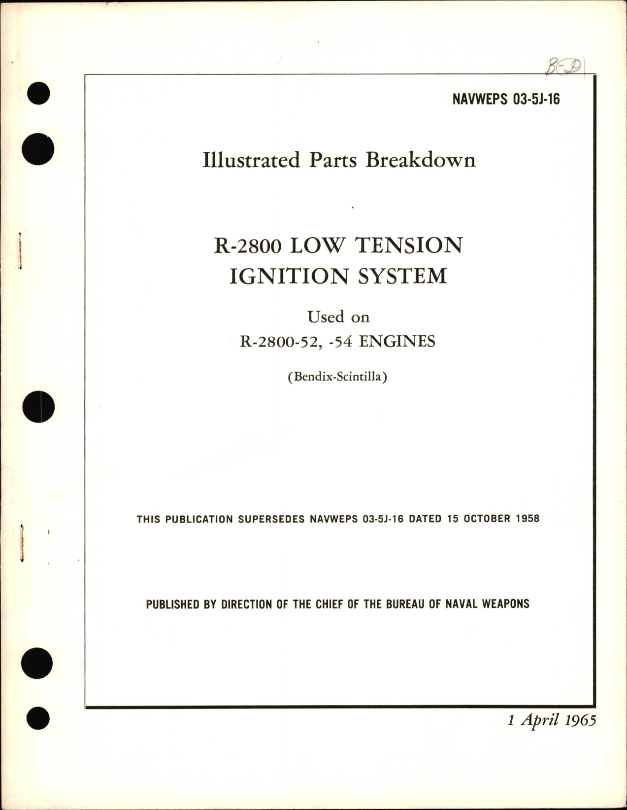 Sample page 1 from AirCorps Library document: Illustrated Parts Breakdown  for R-2800 Low Tension Ignition System used on R-2800-52, R-2800-54 Engines
