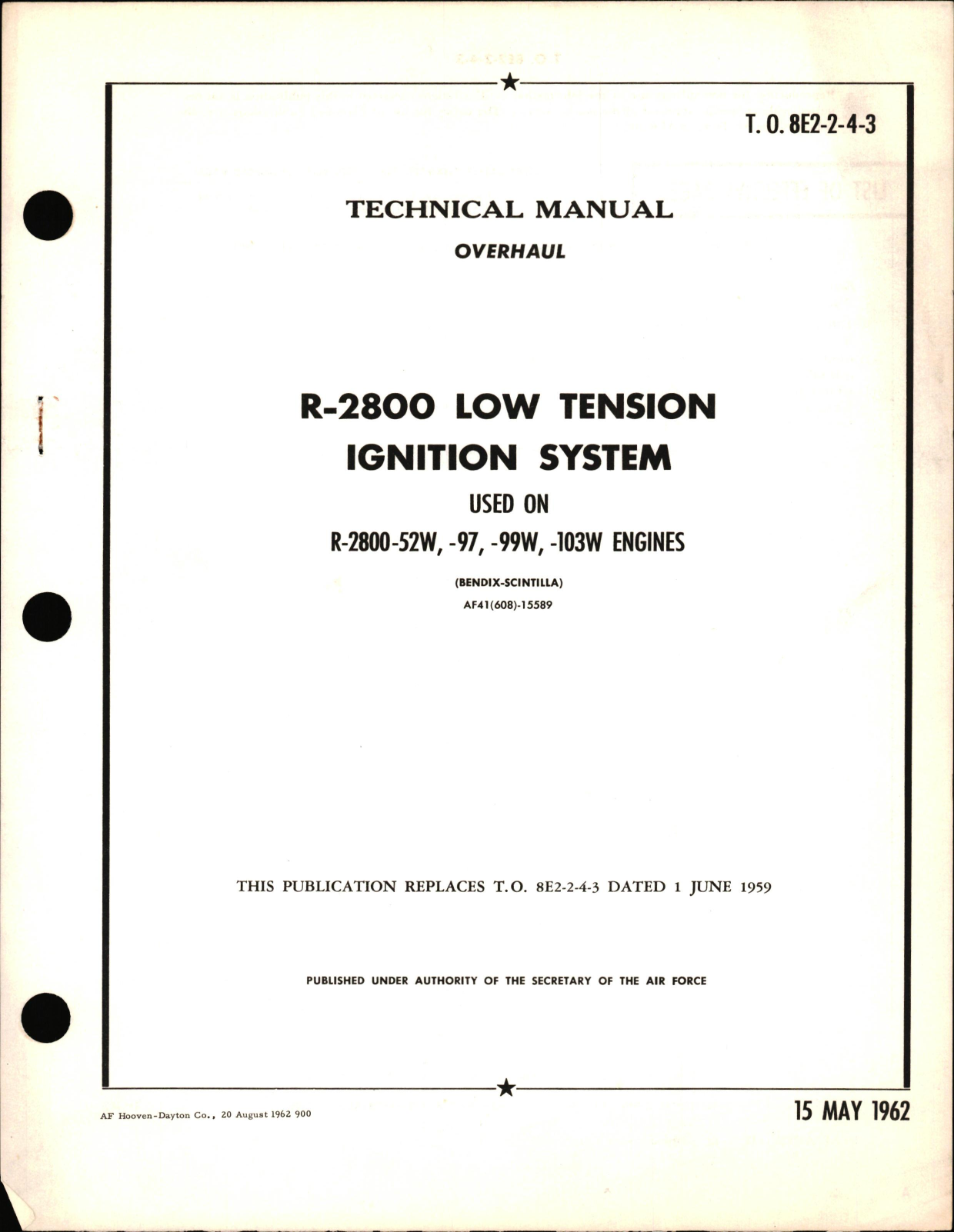 Sample page 1 from AirCorps Library document: Overhaul Manual for R-2800 Low Tension Ignition System used on R-2800-52W, R-2800-97, R-2800-99W, R-2800 -103W Engines