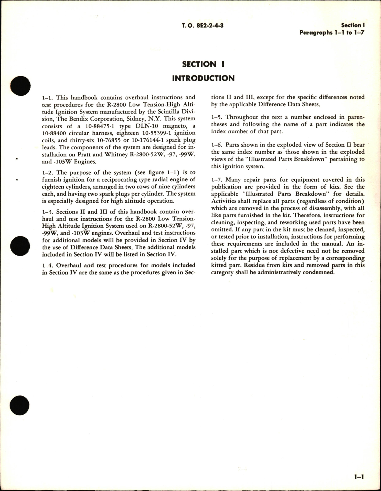 Sample page 7 from AirCorps Library document: Overhaul Manual for R-2800 Low Tension Ignition System used on R-2800-52W, R-2800-97, R-2800-99W, R-2800 -103W Engines