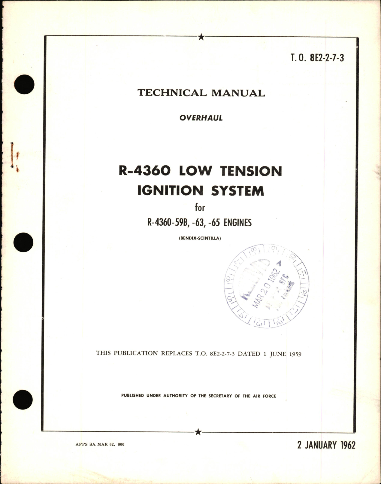 Sample page 1 from AirCorps Library document: Overhaul Manual for R-4360 Low Tension Ignition System for R-4360-59B, R-4360-63, & R-4360-65 Engines