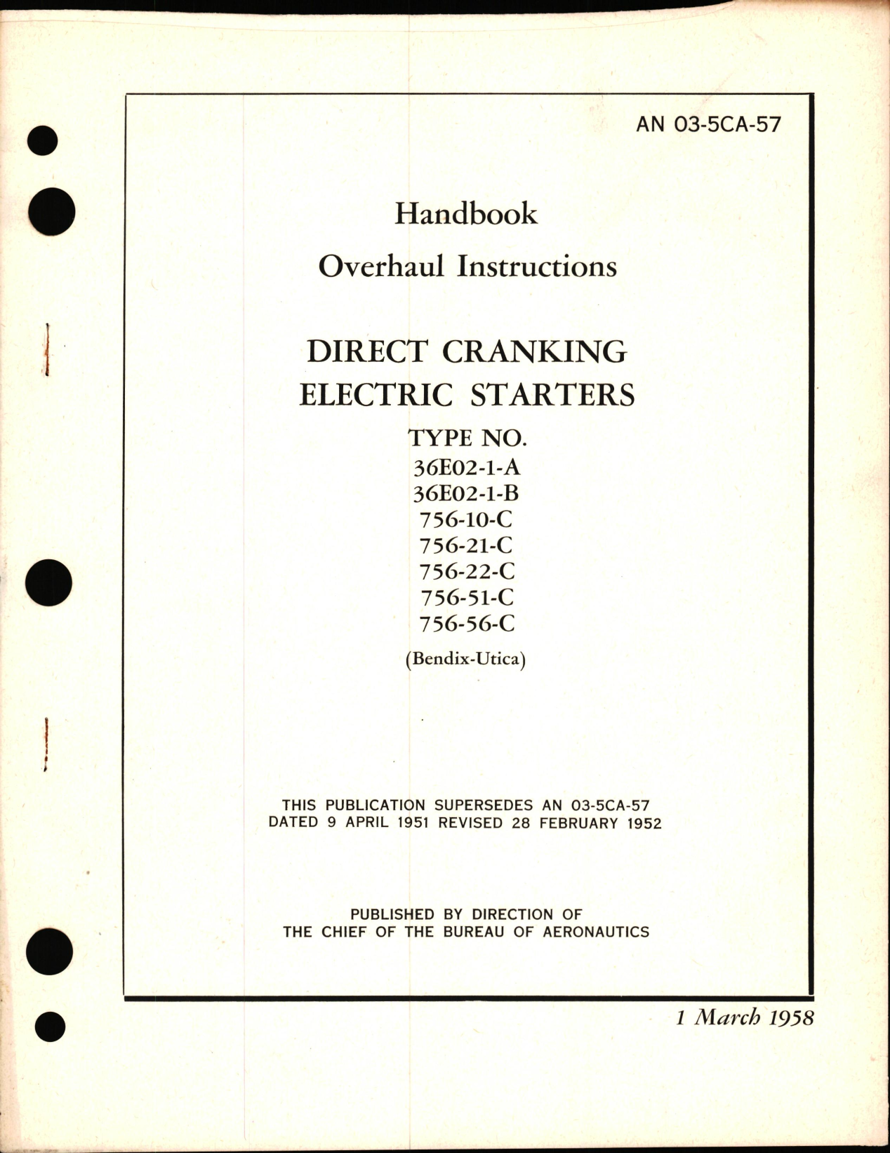 Sample page 1 from AirCorps Library document: Overhaul Instructions for Direct Cranking Electric Starters