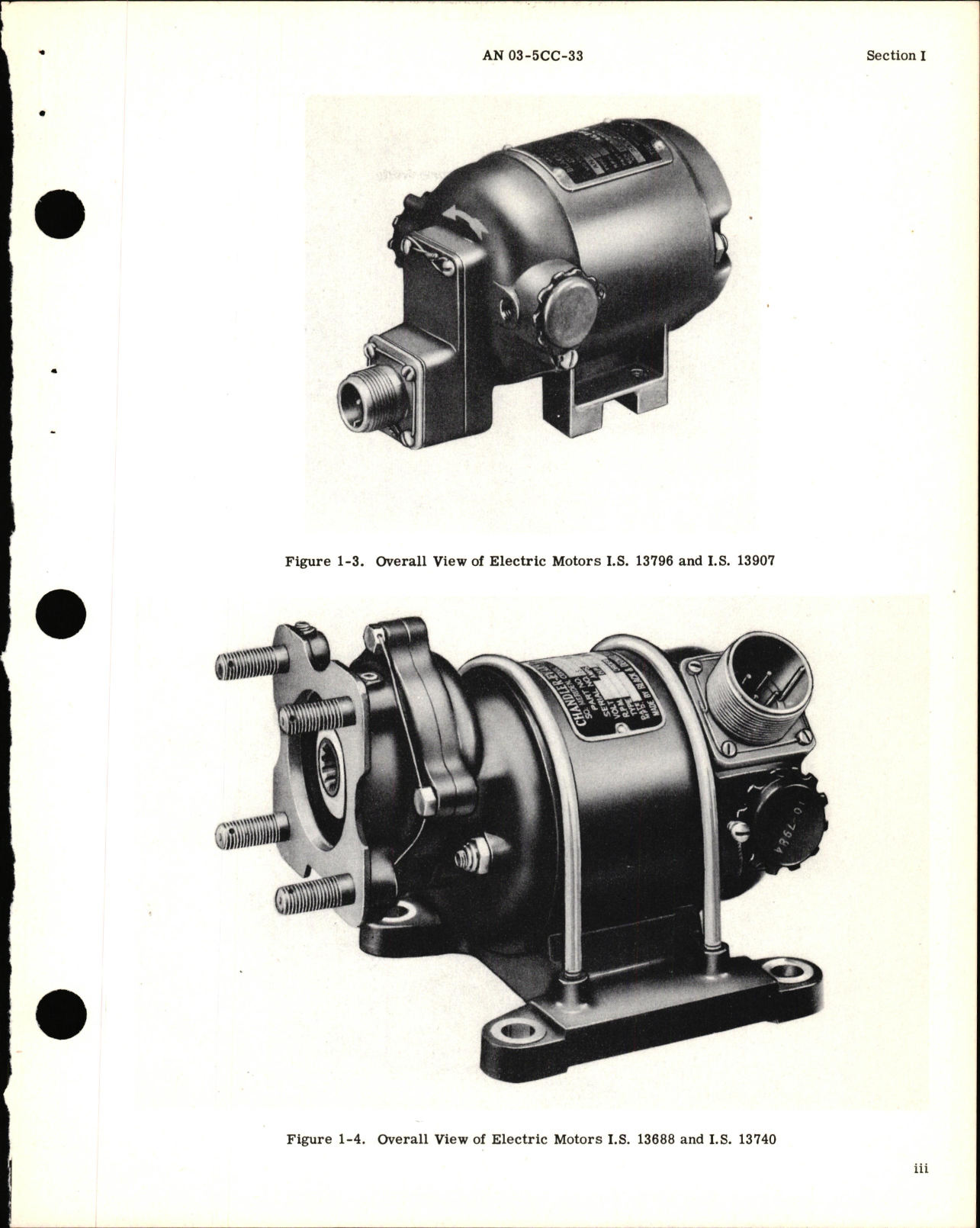 Sample page 5 from AirCorps Library document: Operation, Service, & Overhaul with Parts Catalog for Electric Motors