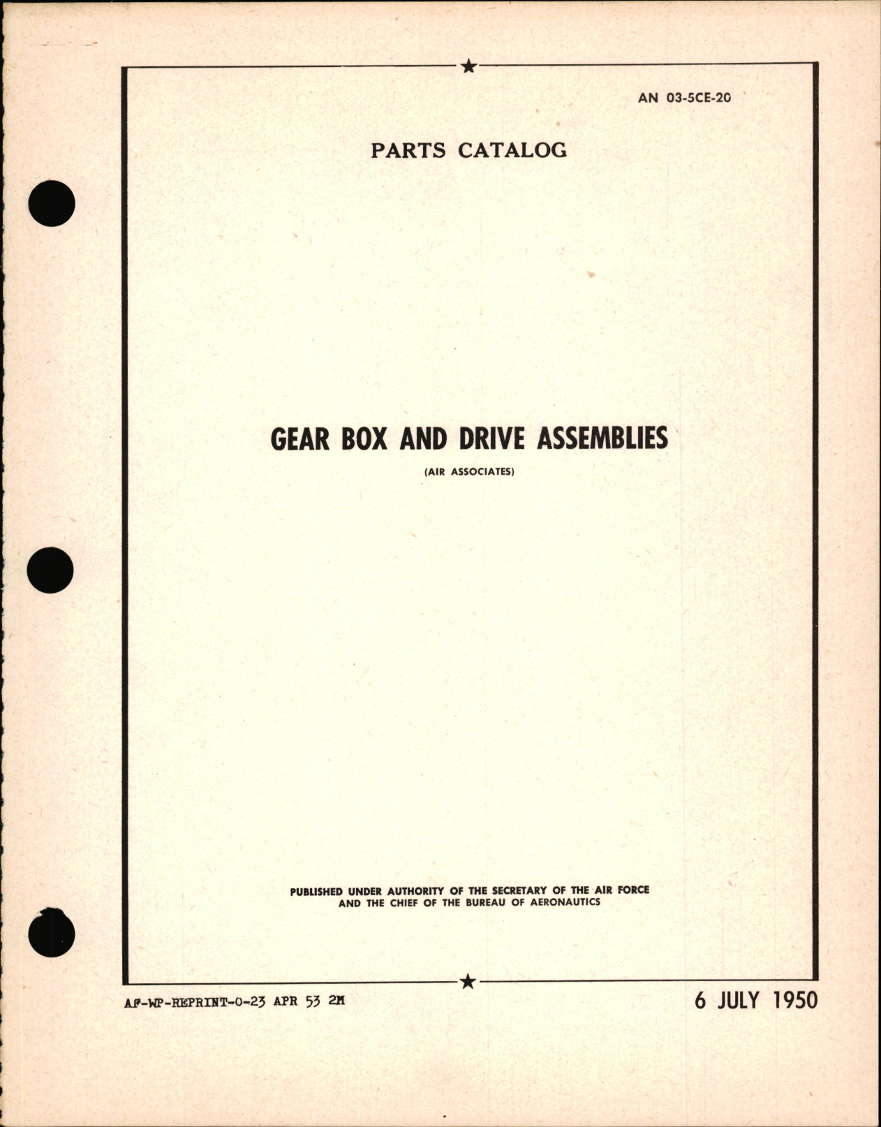 Sample page 1 from AirCorps Library document: Parts Catalog for Gear Box Drive Assemblies