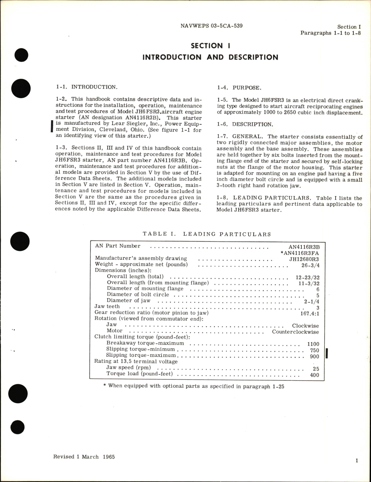 Sample page 5 from AirCorps Library document: Operation & Maintenance Instructions for Aircraft Engine Starter