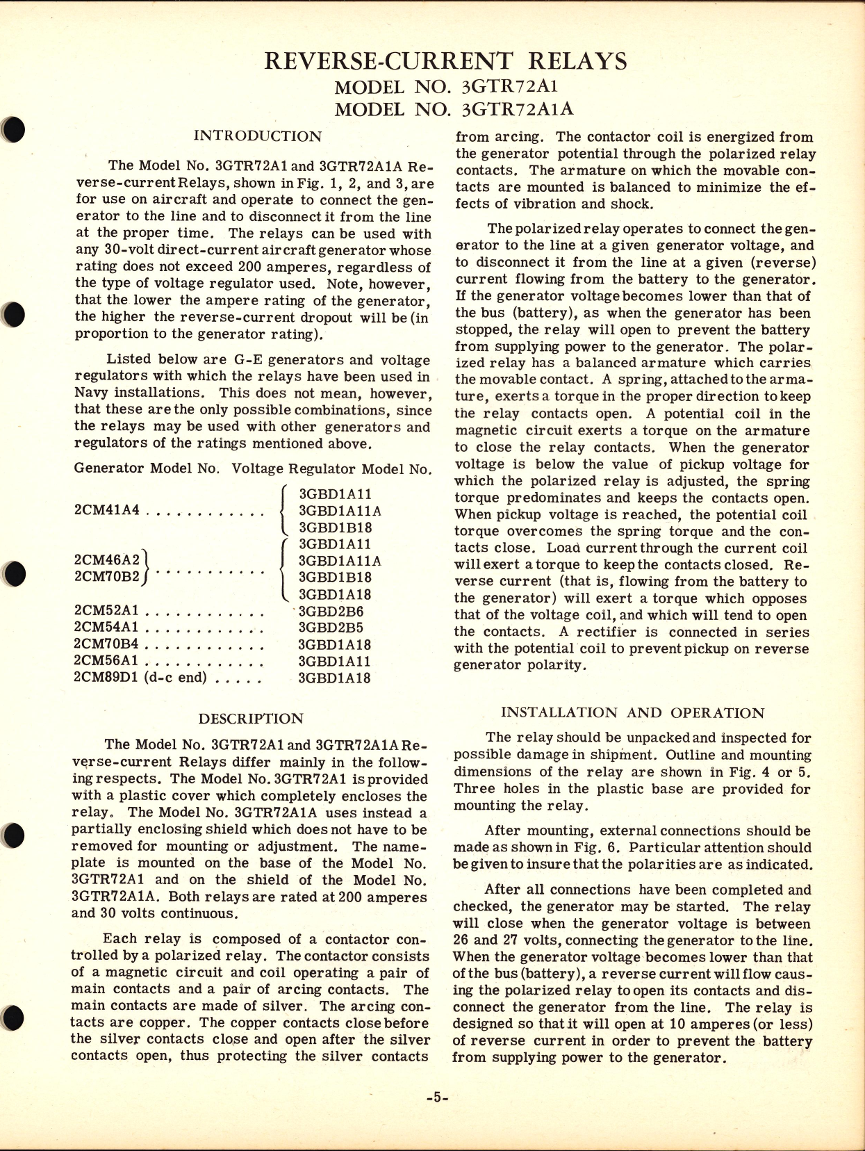 Sample page 7 from AirCorps Library document: Instructions with Parts Catalog for Reverse-Current Relays Model Nos. 3GTR72A1 & 3GTR72A1A