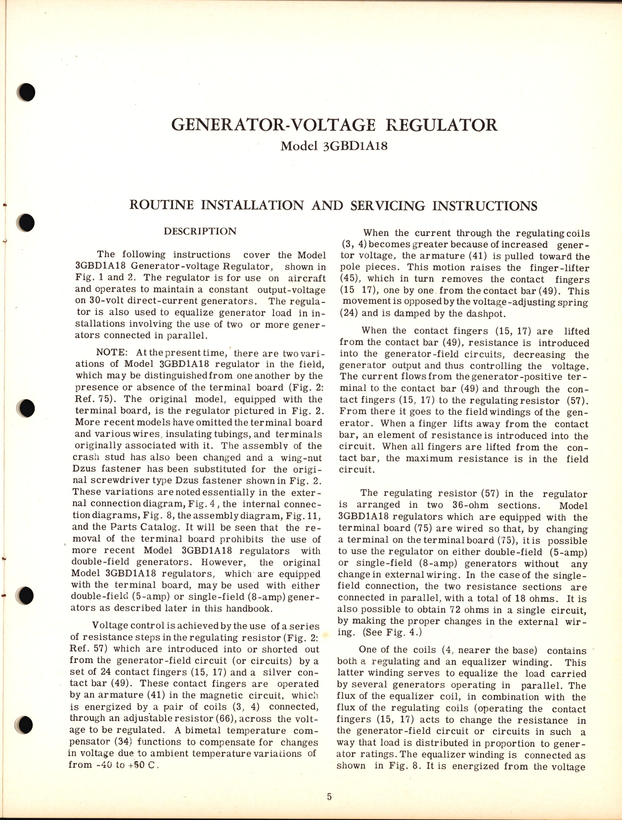 Sample page 7 from AirCorps Library document: Instructions with Parts Catalog for Generator-Voltage Regulator Model 3GBD1A18