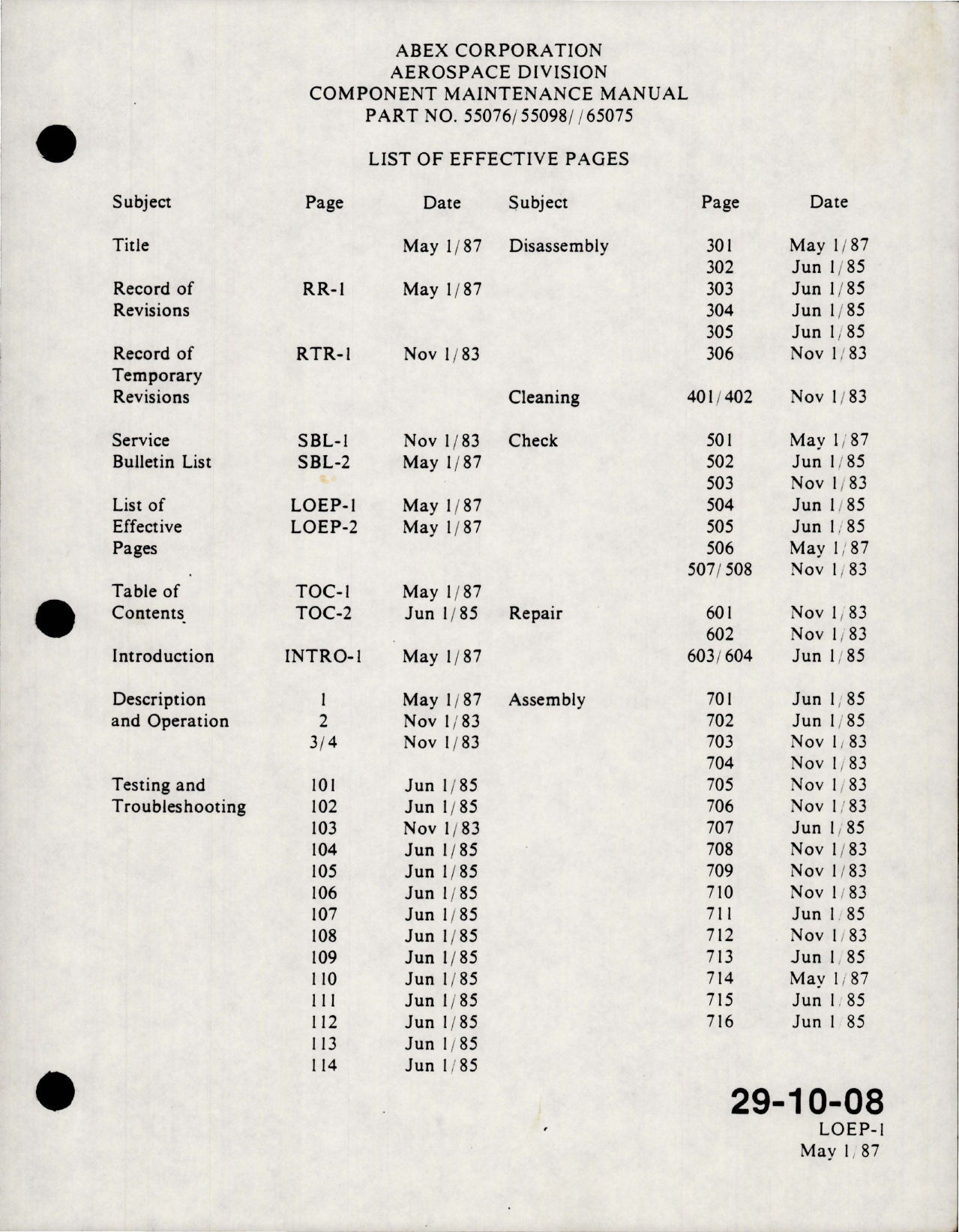 Sample page 7 from AirCorps Library document: Maintenance Manual with Illustrated Parts List for Variable Delivery Hydraulic Pump - Parts 55076, 55098, and 65075 Series