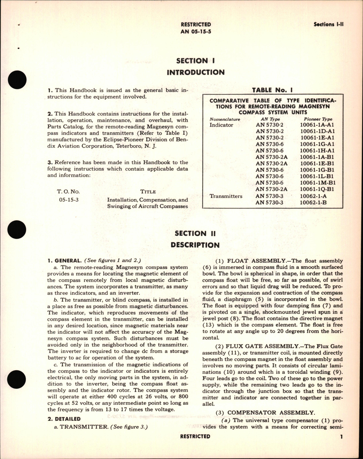 Sample page 5 from AirCorps Library document: Instructions with Parts Catalog for Types AN5730-2, AN5730-2A, AN5730-3, & AN5730-6 Remote Indicating Magnetic Compasses 