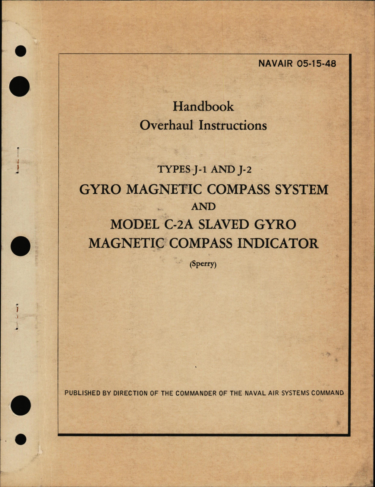 Sample page 1 from AirCorps Library document: Overhaul Instructions for Types J-1 & J-2 Gyro Magnetic Compass System & Model C-2A Slaved Gyro Magnetic Compass Indicator