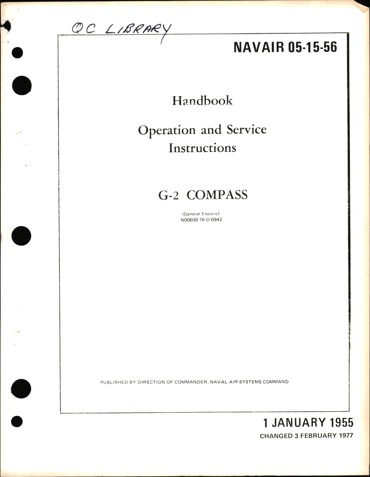 Sample page 1 from AirCorps Library document: Operation and Service Instructions for G-2 Compass