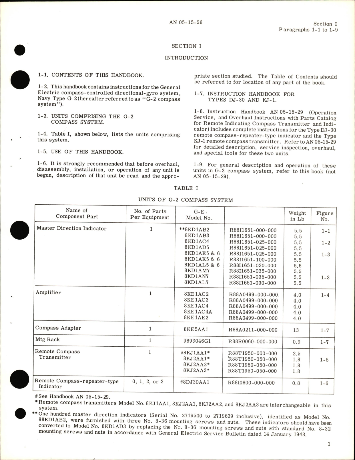Sample page 9 from AirCorps Library document: Operation and Service Instructions for G-2 Compass