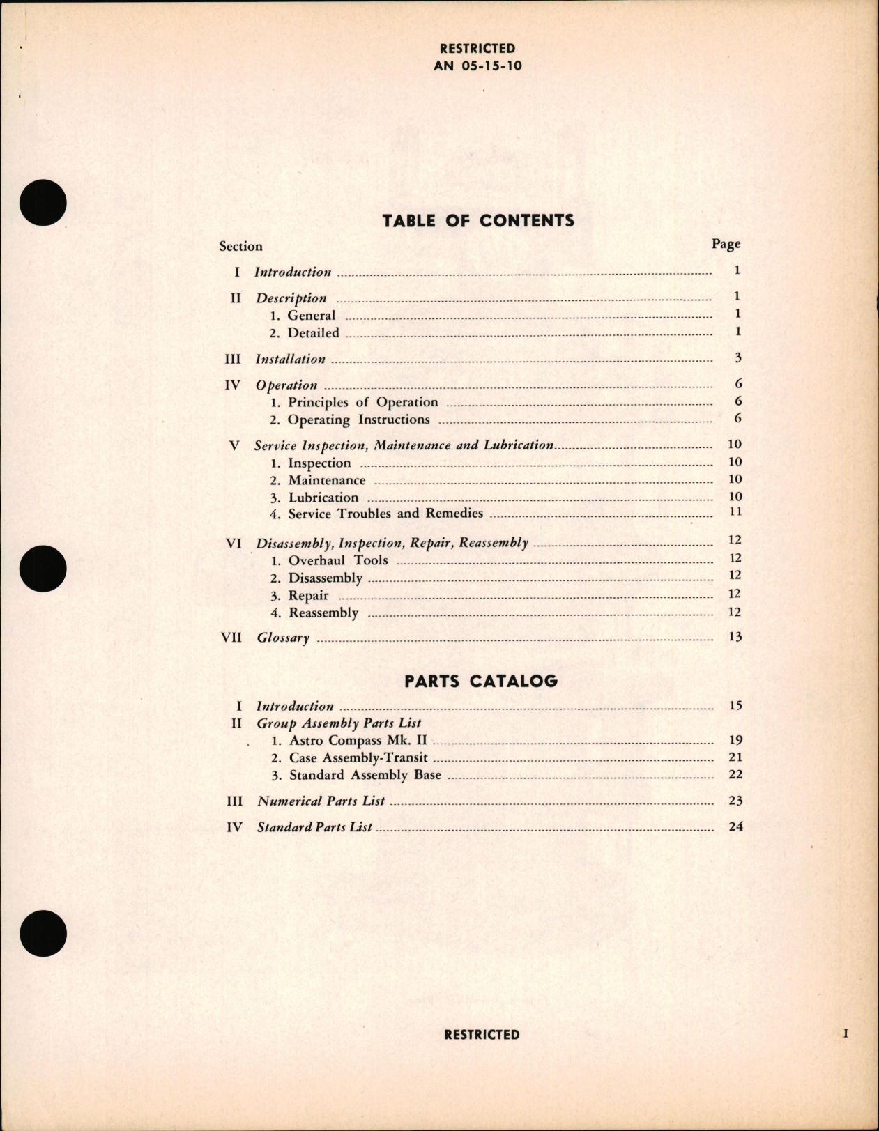 Sample page 5 from AirCorps Library document: Instructions with Parts Catalog for Mark II Astro Compass