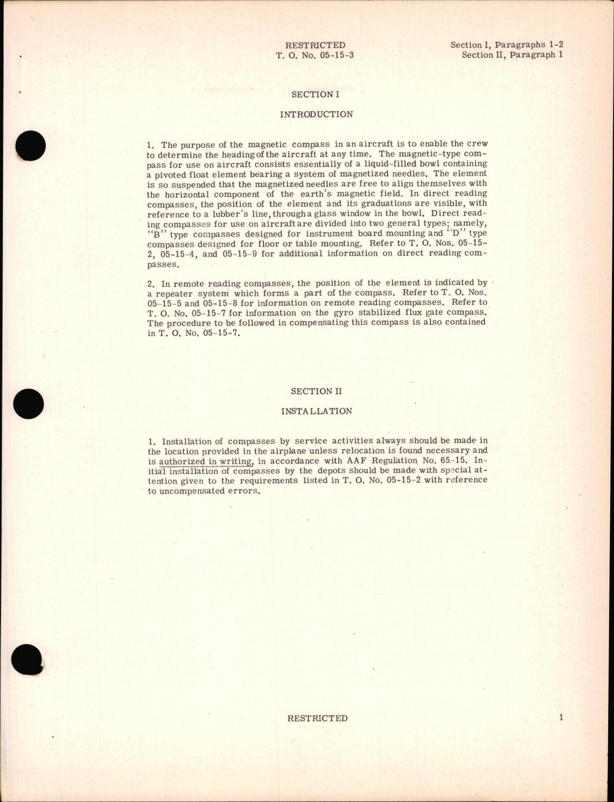 Sample page 5 from AirCorps Library document: Installation, Compensation, & Swinging of Aircraft Compasses
