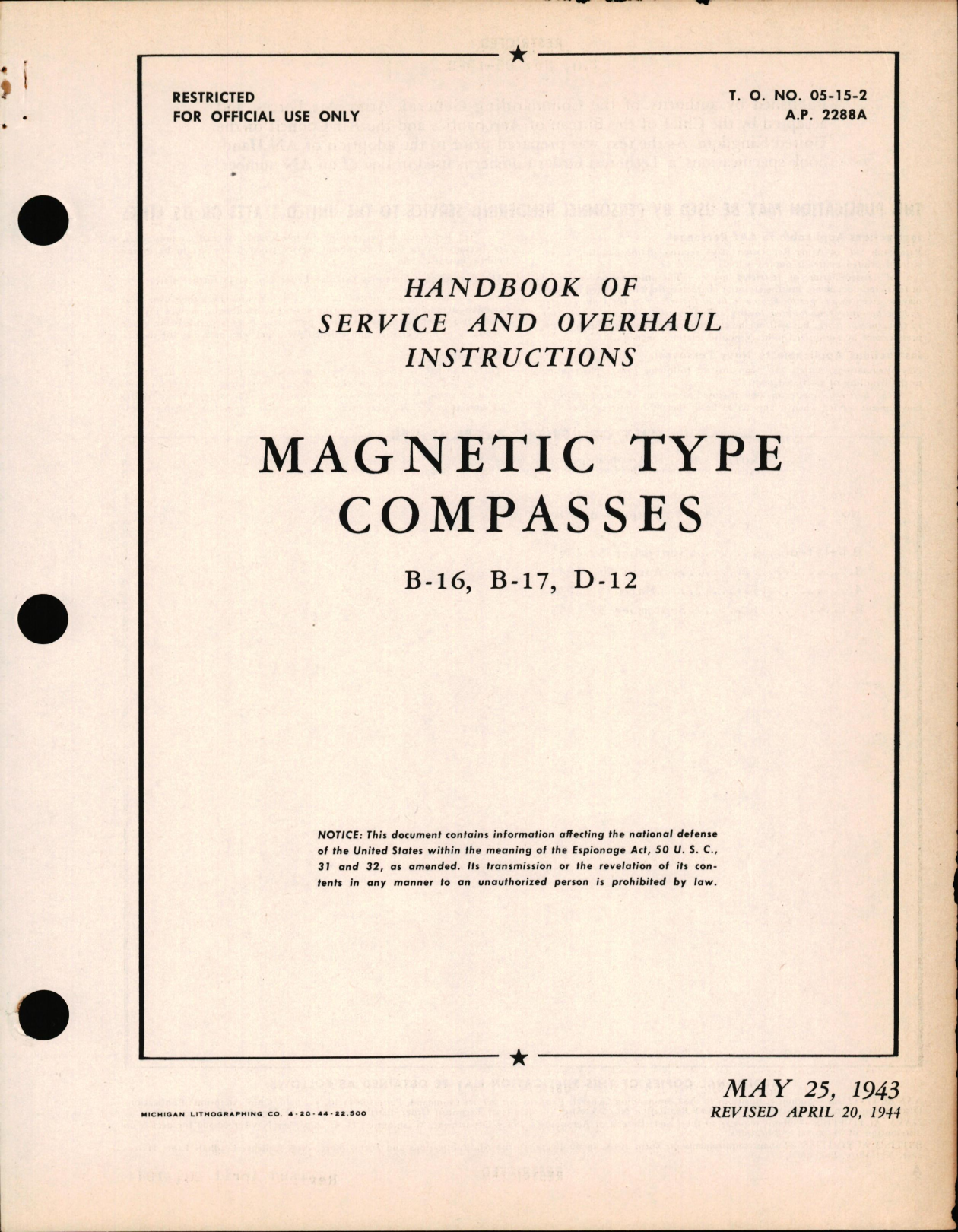 Sample page 3 from AirCorps Library document: Service & Overhaul Instructions for Magnetic Type Compasses B-16, B-17, & D-12