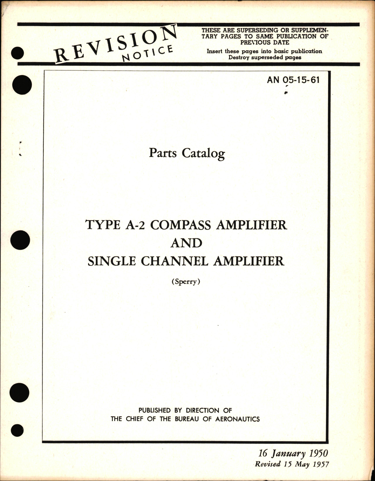 Sample page 1 from AirCorps Library document: Parts Catalog for Type A-2 Compass & Single Channel Amplifier