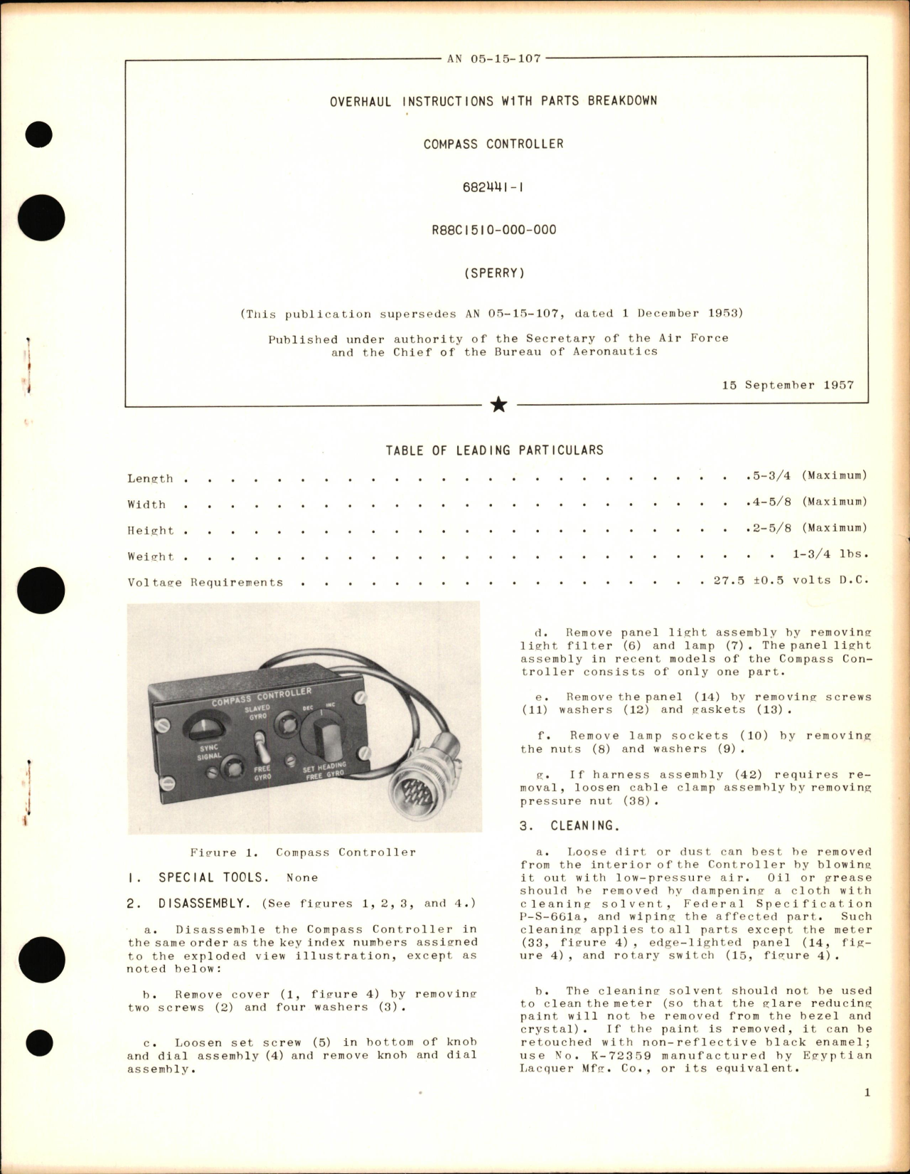 Sample page 1 from AirCorps Library document: Overhaul Instructions with Parts Breakdown for Compass Controller 682441-1
