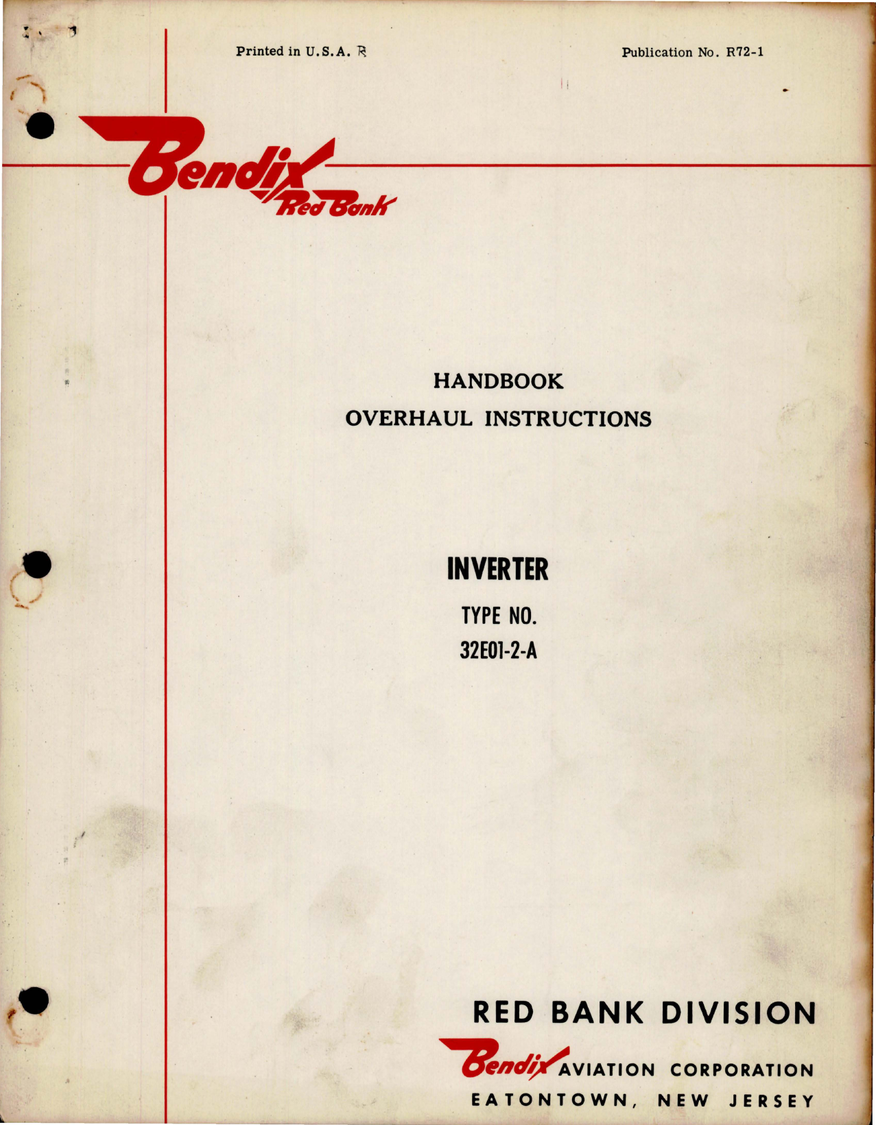 Sample page 1 from AirCorps Library document: Overhaul Instructions for Inverter - Type 32E01-2-A