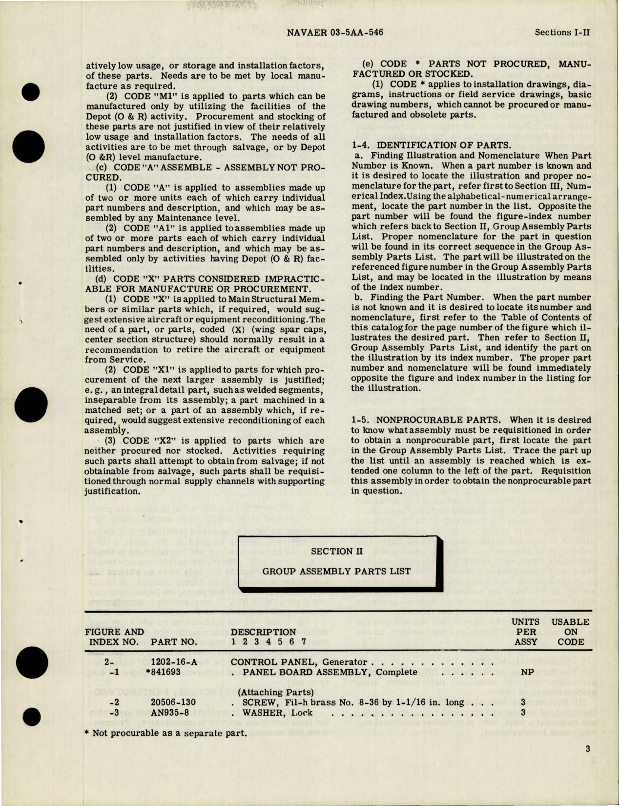 Sample page 5 from AirCorps Library document: Parts Catalog for Generator Control Panel - Type 1202-16-A 