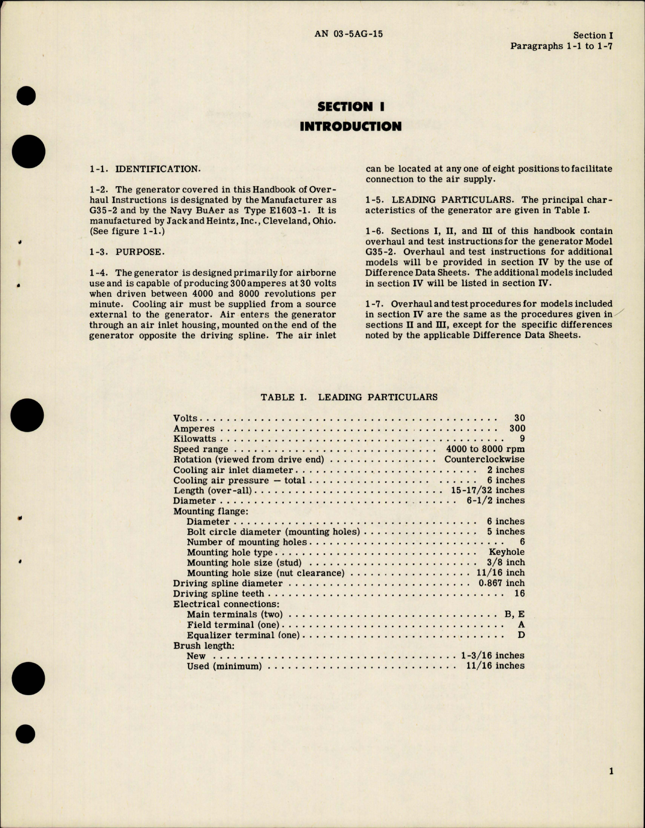 Sample page 5 from AirCorps Library document: Overhaul Instructions for Generator - Model G35-2 