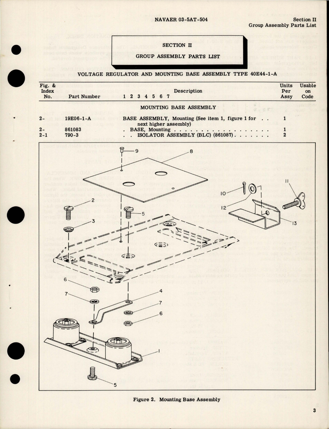Sample page 7 from AirCorps Library document: Illustrated Parts Breakdown for Voltage Regulator and Mounting Base Assembly - Type - 40E44-1-A