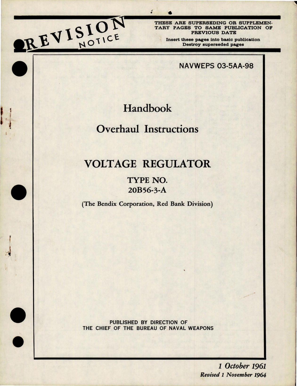 Sample page 1 from AirCorps Library document: Overhaul Instructions for Voltage Regulator - Type 20B56-3-A
