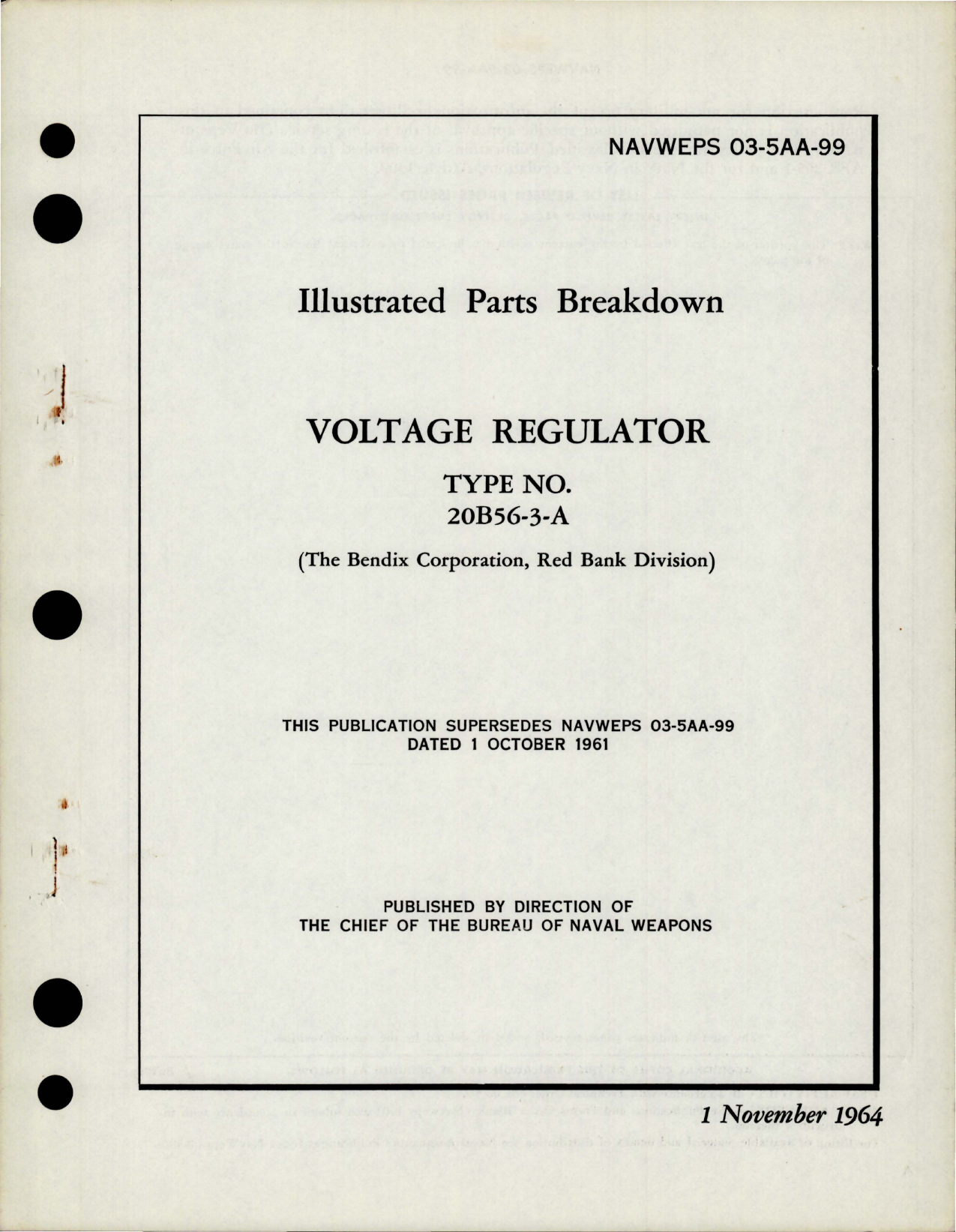 Sample page 1 from AirCorps Library document: Illustrated Parts Breakdown for Voltage Regulator - Type 20B56-3-A