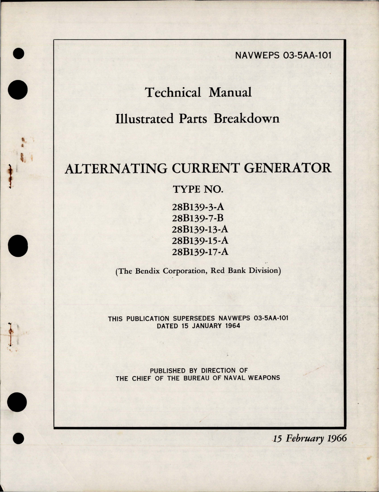 Sample page 1 from AirCorps Library document: Illustrated Parts Breakdown for Alternating Current Generator 
