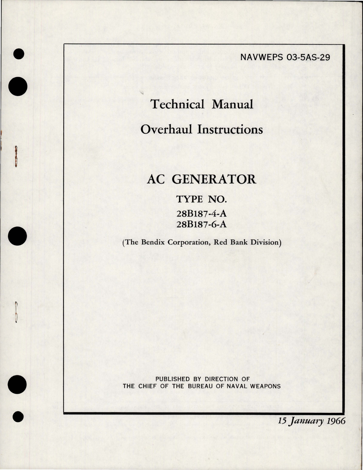 Sample page 1 from AirCorps Library document: Overhaul Instructions for AC Generator - Type 28B187-4-A, 28B187-6-A 