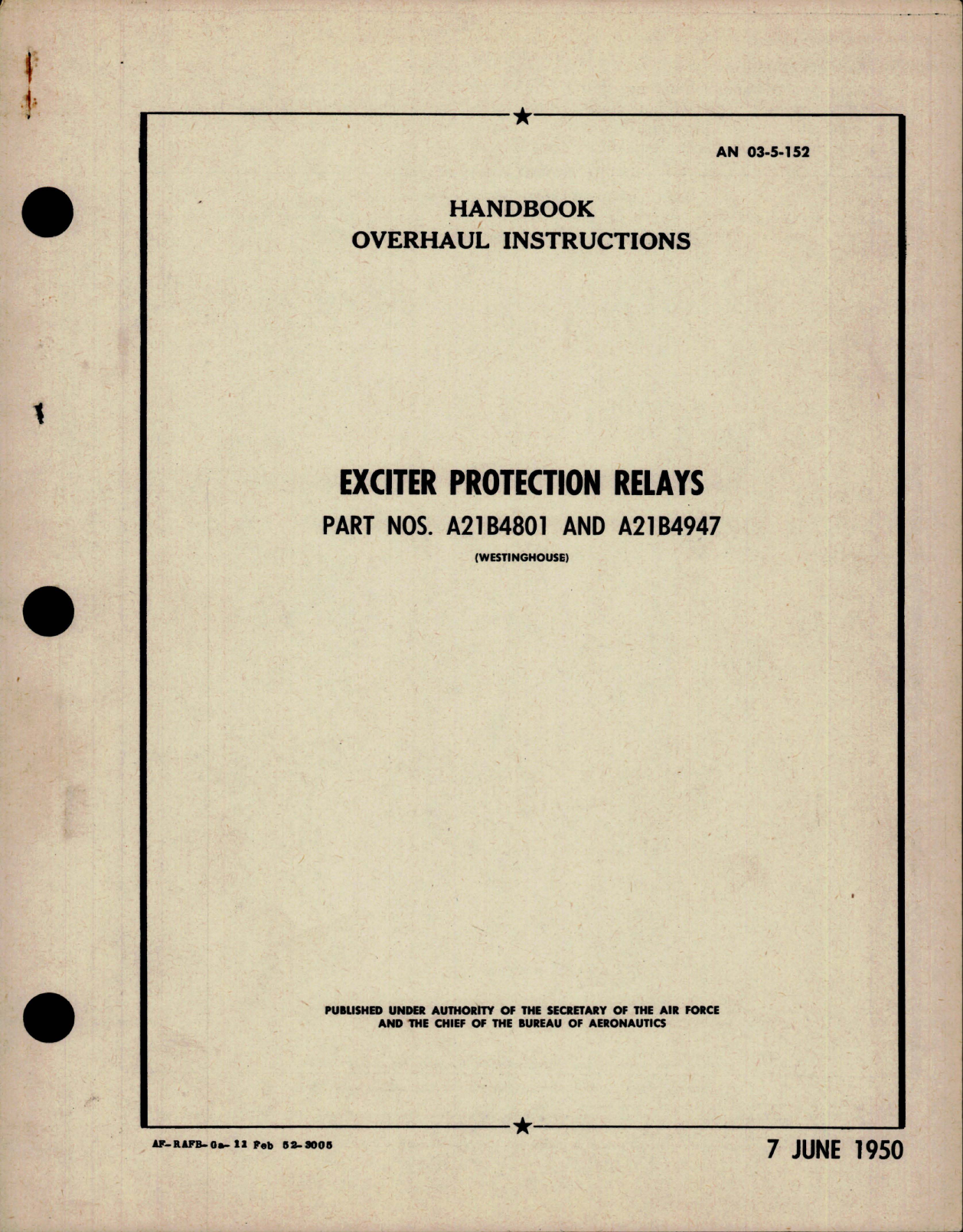 Sample page 1 from AirCorps Library document: Overhaul Instructions for Exciter Protection Relays - Parts A21B4801 and A21B4947 