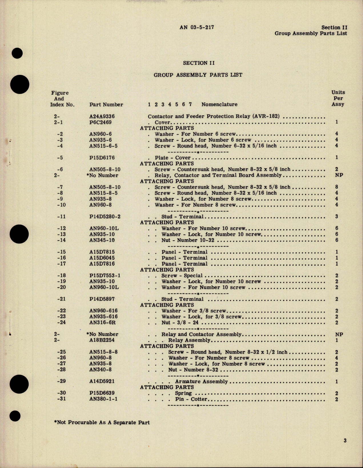 Sample page 5 from AirCorps Library document: Parts Catalog for Contactor and Feeder Protection Relay - Type AVR-182 - Part A24A9336