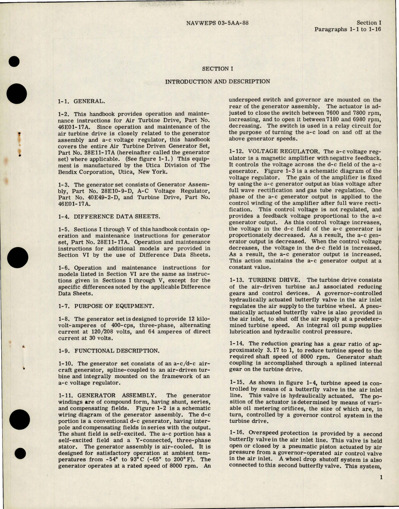 Sample page 5 from AirCorps Library document: Operation and Maintenance Instructions for Air Turbine Drive - Parts 46E01-15K, 46E01-17A 