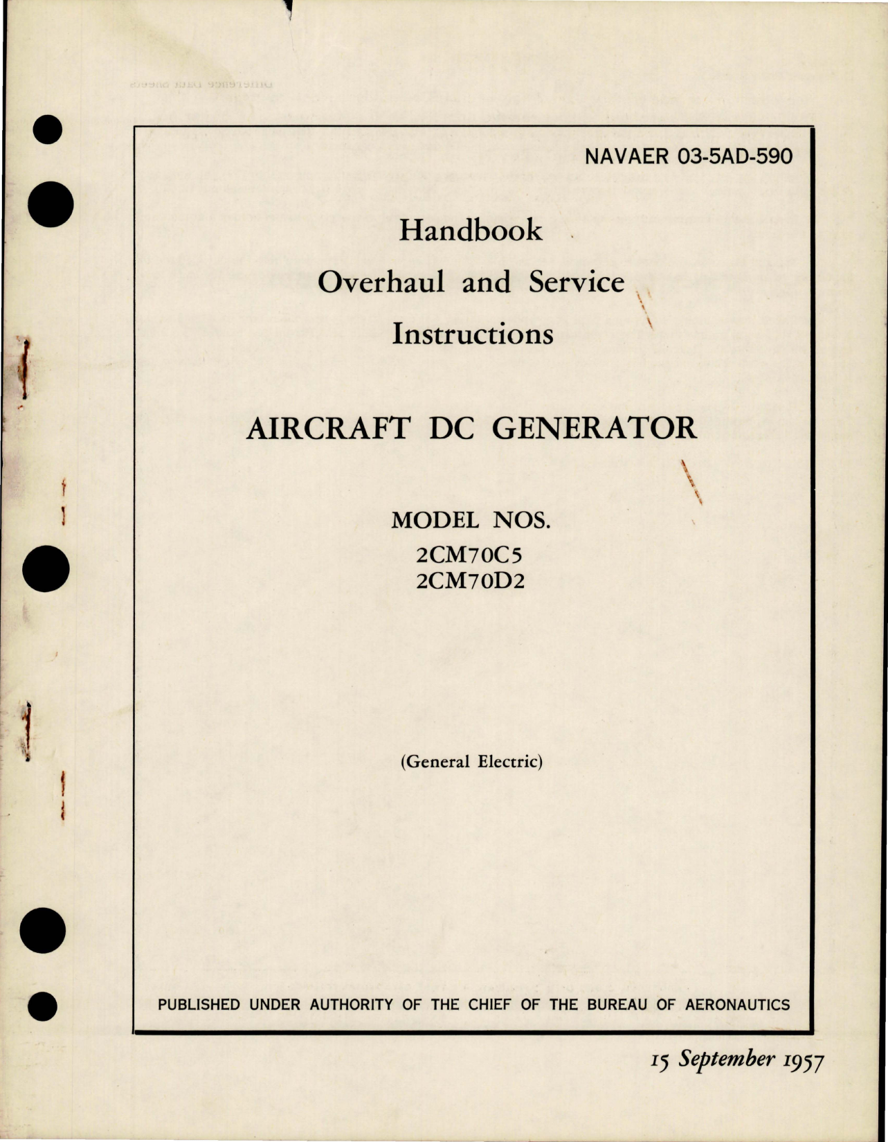 Sample page 1 from AirCorps Library document: Overhaul and Service Instructions for DC Generator - Models 2CM70C5 and 2CM70D2