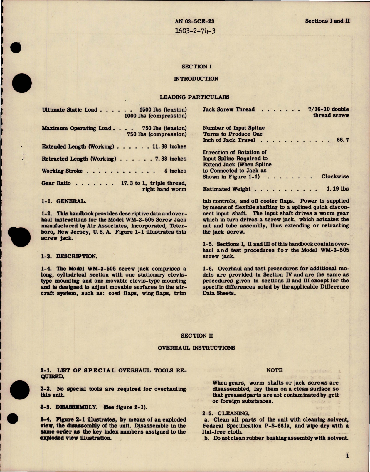 Sample page 5 from AirCorps Library document: Overhaul Instructions for Screw Jack Assembly - Types WM-3-505, WM-3-511, M-1775M101, M-6070 and M-6080