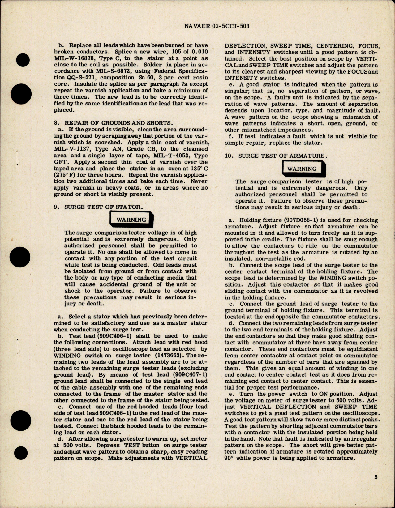 Sample page 5 from AirCorps Library document: Overhaul Instructions with Parts Breakdown for DC Aircraft Motor - Part A35A8864 