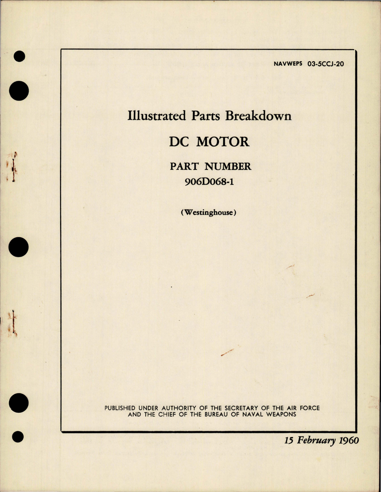 Sample page 1 from AirCorps Library document: Illustrated Parts Breakdown for DC Motor - Part 906D086-1