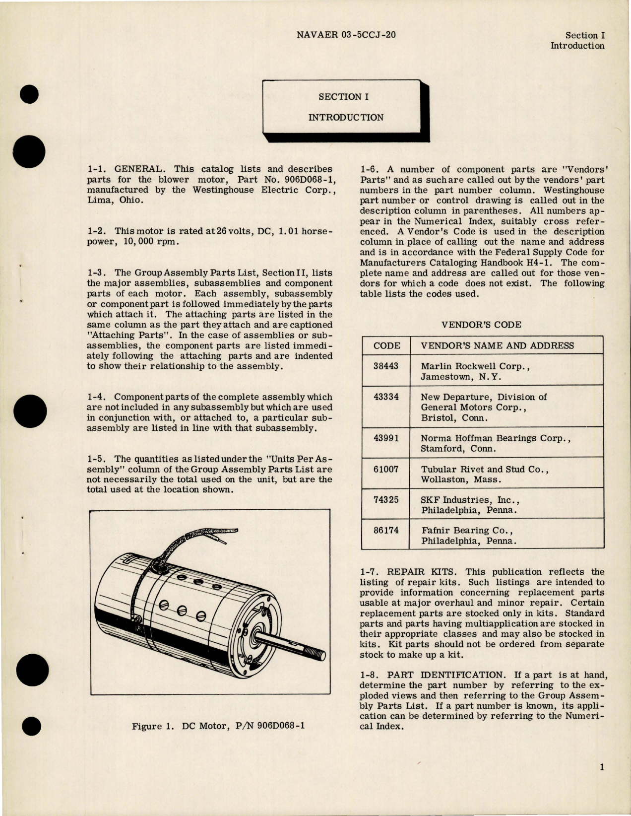 Sample page 5 from AirCorps Library document: Illustrated Parts Breakdown for DC Motor - Part 906D086-1