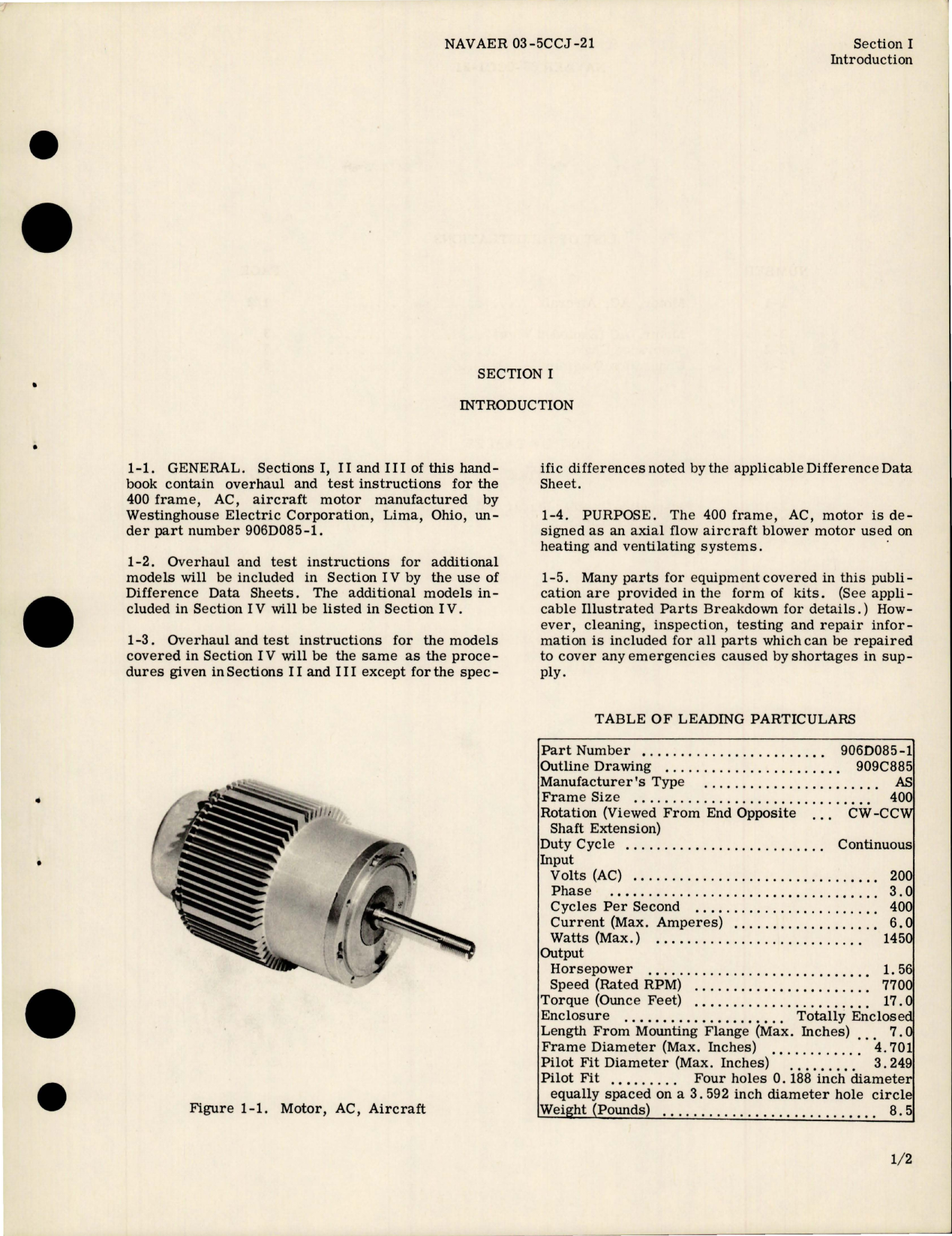Sample page 5 from AirCorps Library document: Overhaul Instructions for AC Motor - Parts 906D085-1, 906D086-1, and 906D087-1