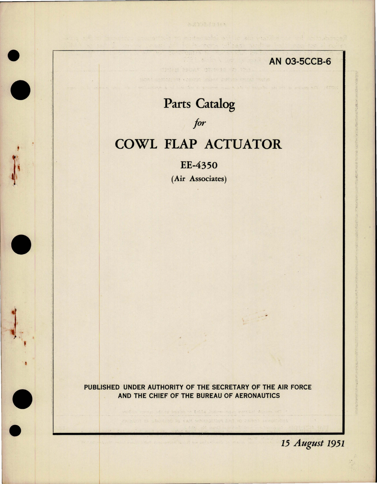 Sample page 1 from AirCorps Library document: Parts Catalog for Cowl Flap Actuator - EE-4350