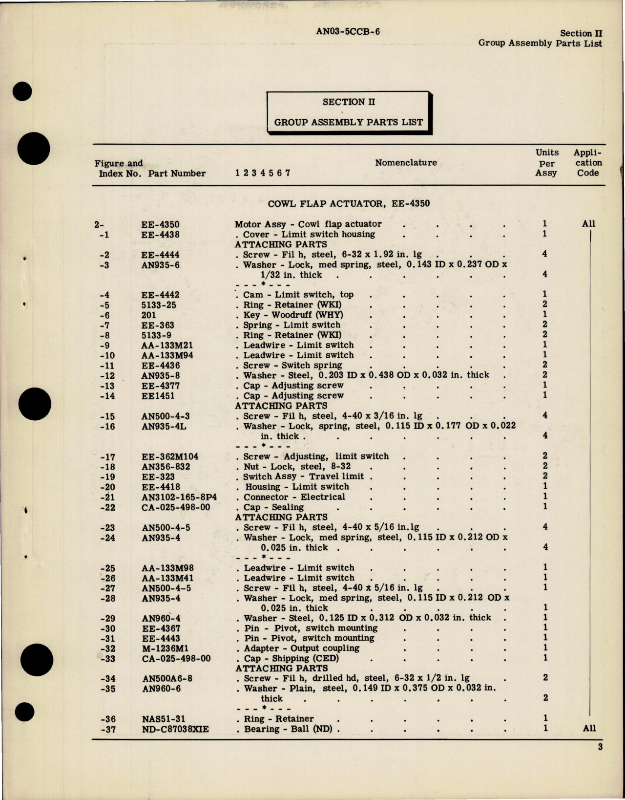 Sample page 5 from AirCorps Library document: Parts Catalog for Cowl Flap Actuator - EE-4350