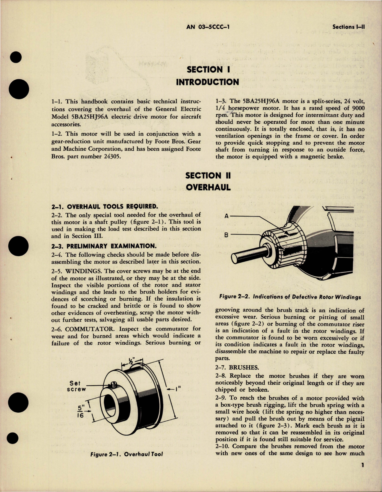 Sample page 5 from AirCorps Library document: Overhaul Instructions for Electric Motor - Model 24305 and 5BA25HJ96A 