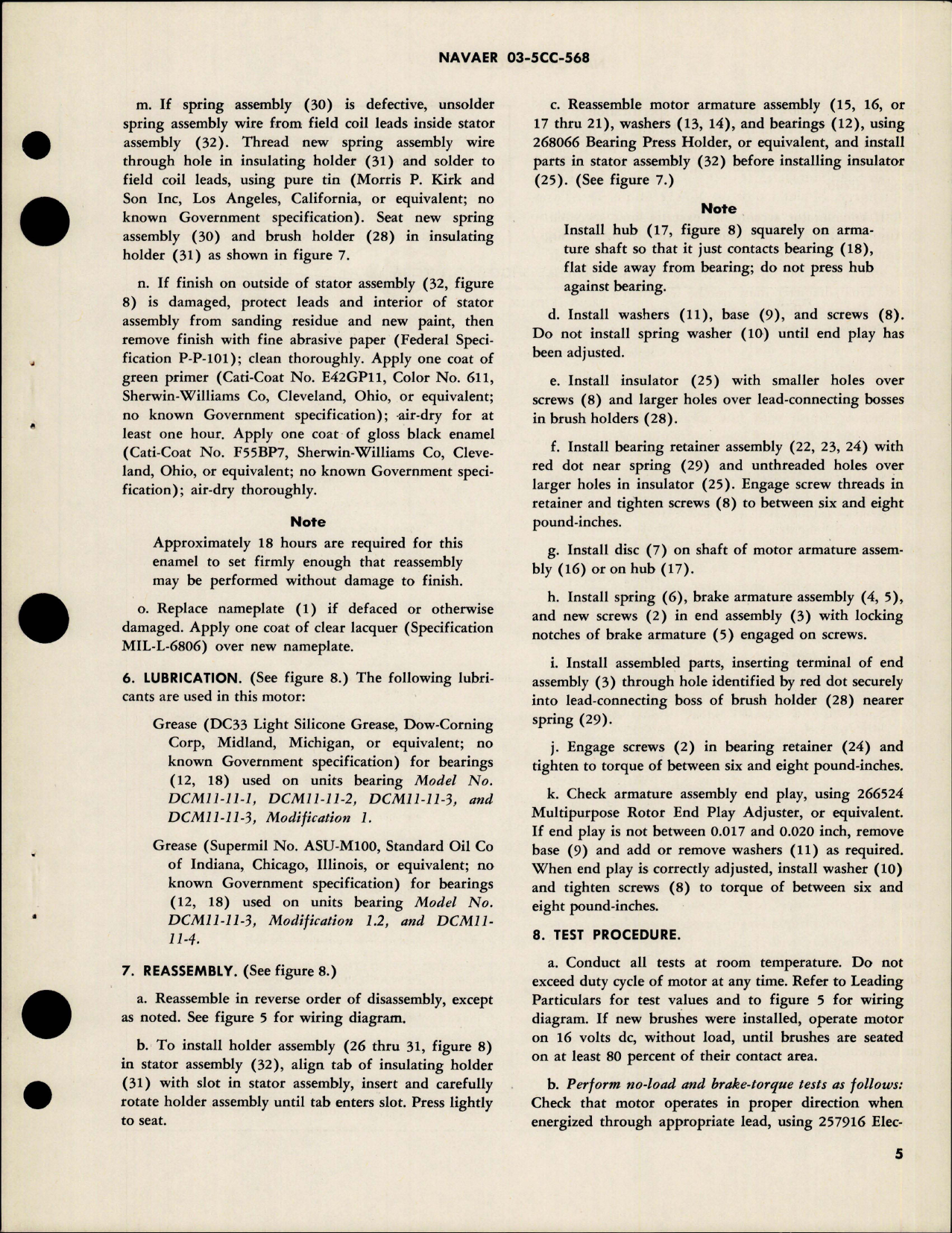 Sample page 5 from AirCorps Library document: Overhaul Instructions with Parts for Aircraft Direct Current Motor - Part 36848 