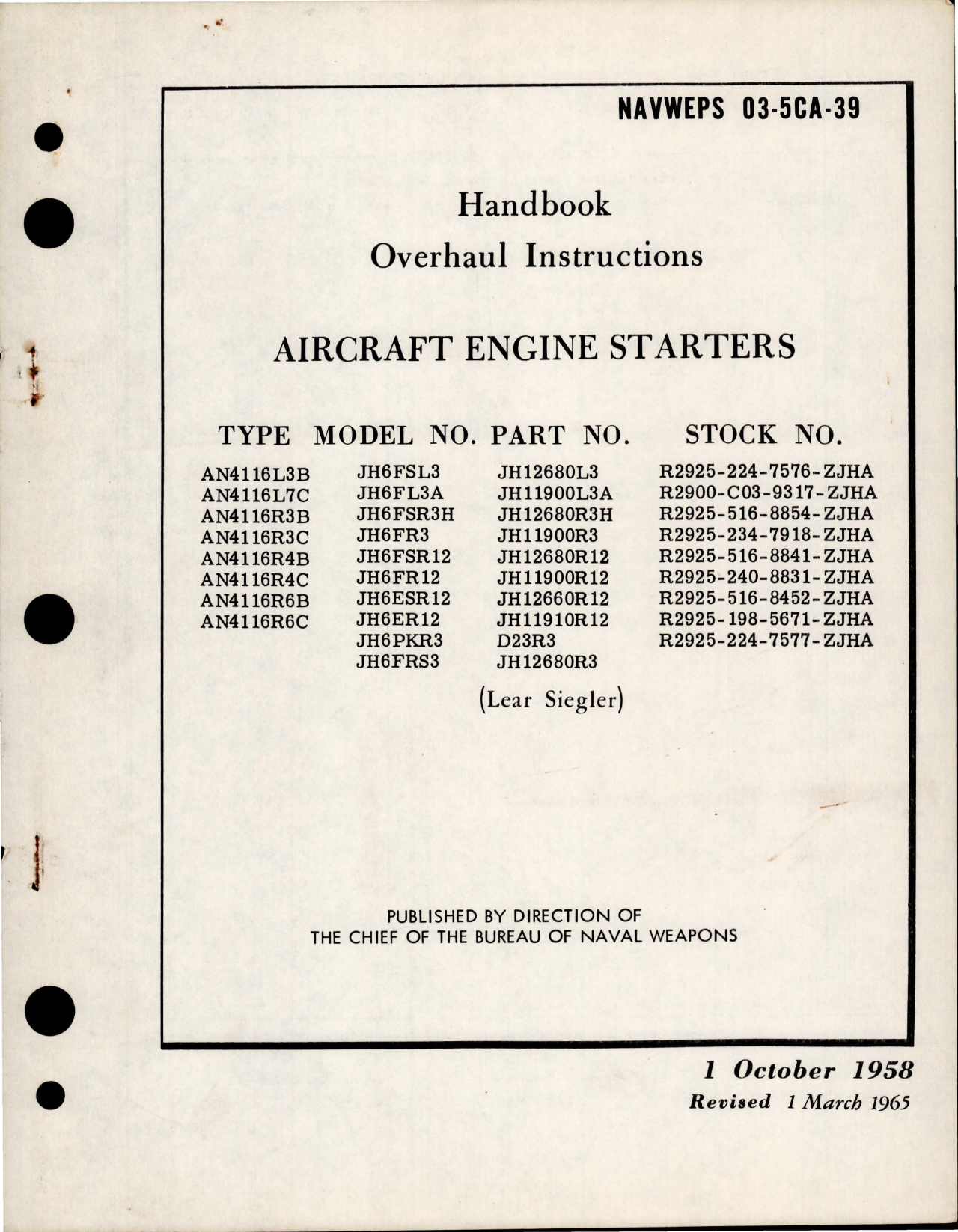 Sample page 1 from AirCorps Library document: Overhaul Instructions for Aircraft Engine Starters 