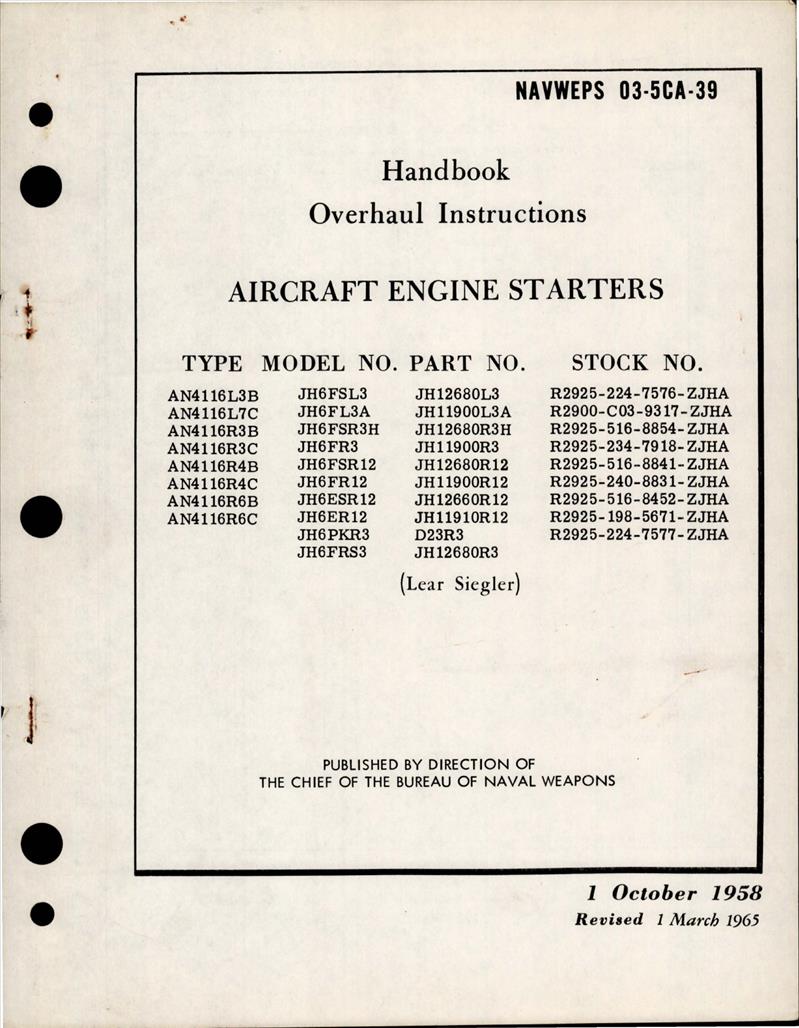 Overhaul Instructions for Aircraft Engine Starters AirCorps Library