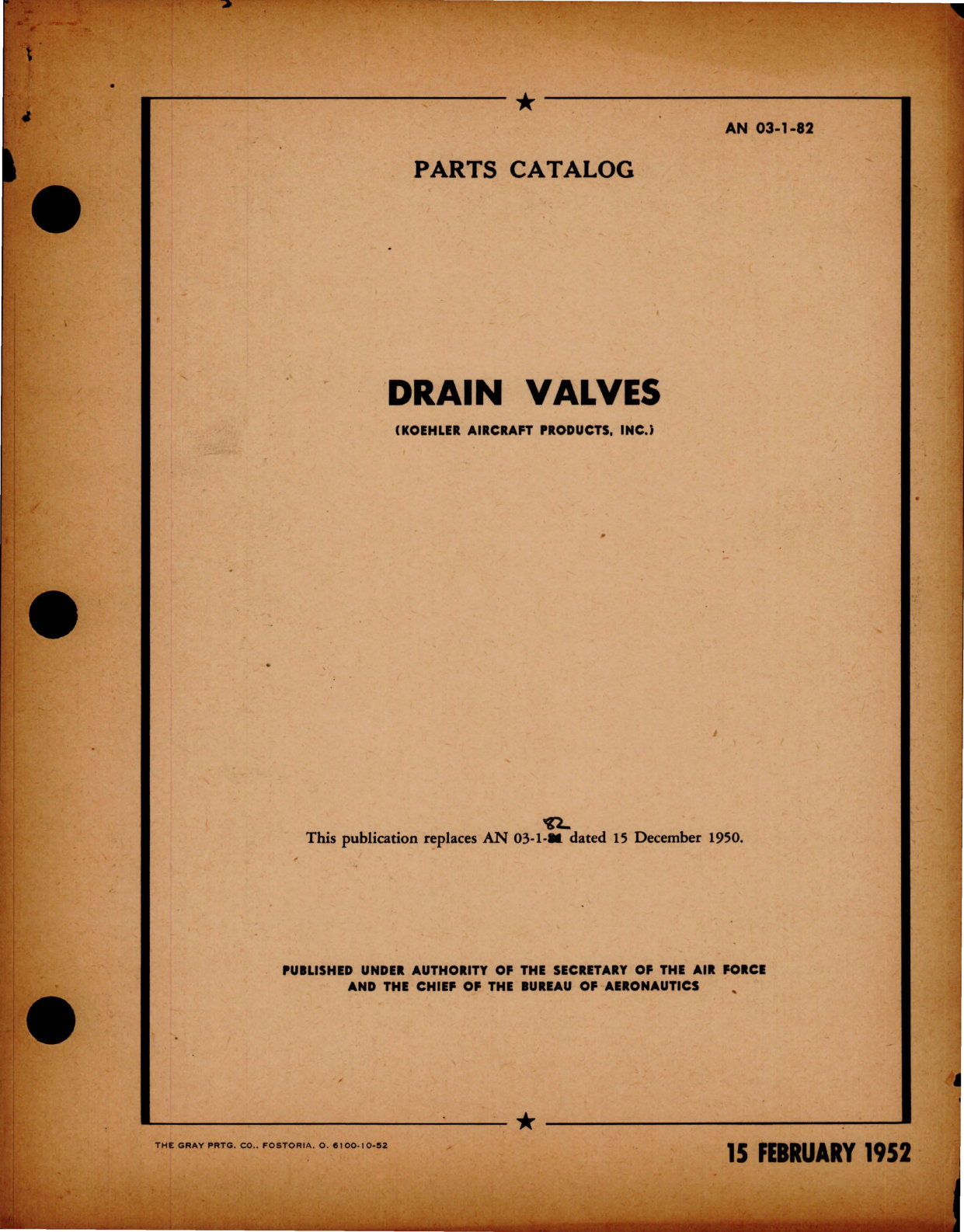 Sample page 1 from AirCorps Library document: Parts Catalog for Drain Valves 