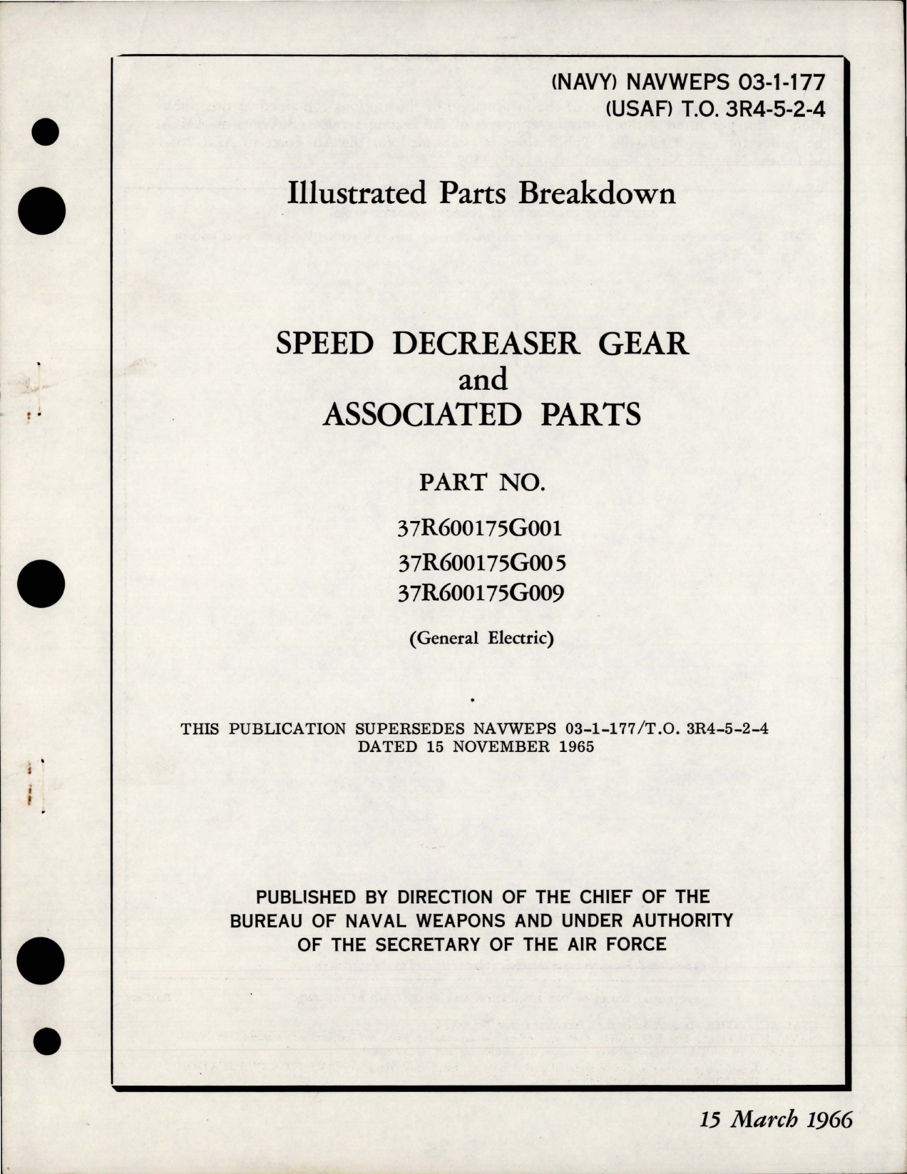 Sample page 1 from AirCorps Library document: Illustrated Parts Breakdown for Speed Decreaser Gear and Associated Parts  