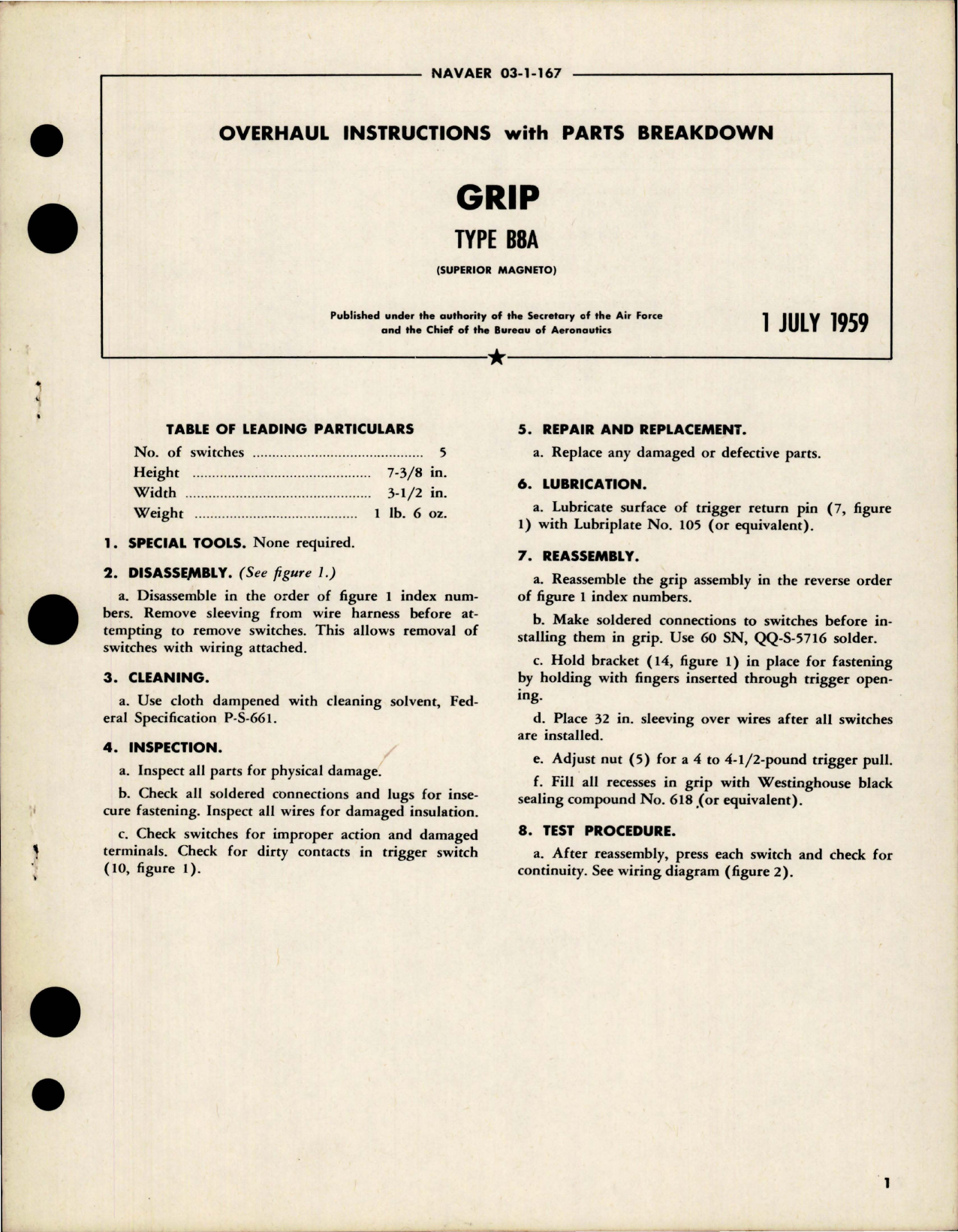 Sample page 1 from AirCorps Library document: Overhaul Instructions with Parts Breakdown for GRIP - Type B8A