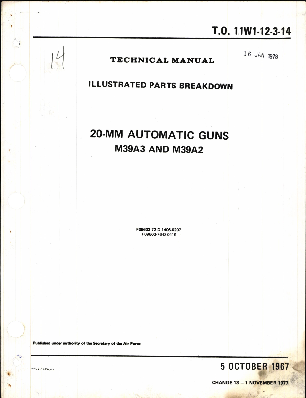 Sample page 1 from AirCorps Library document: Illustrated Parts Breakdown for 20-MM Automatic Guns M39A3 and M39A2